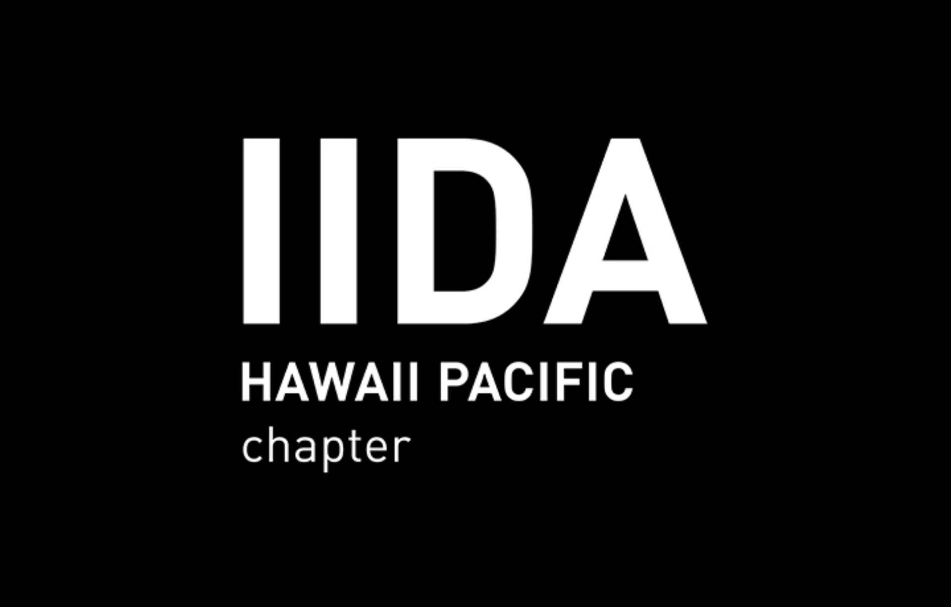 The logo features the letters "IIDA" prominently, with "HAWAII PACIFIC chapter" below, all set against a black background.