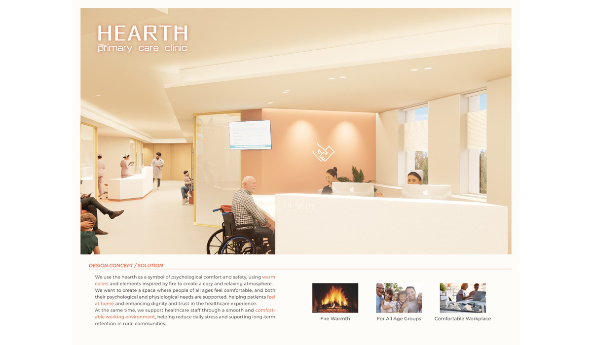 Bright, inviting primary care clinic with a welcoming reception area, diverse patients, and staff in a comfortable, warm environment.