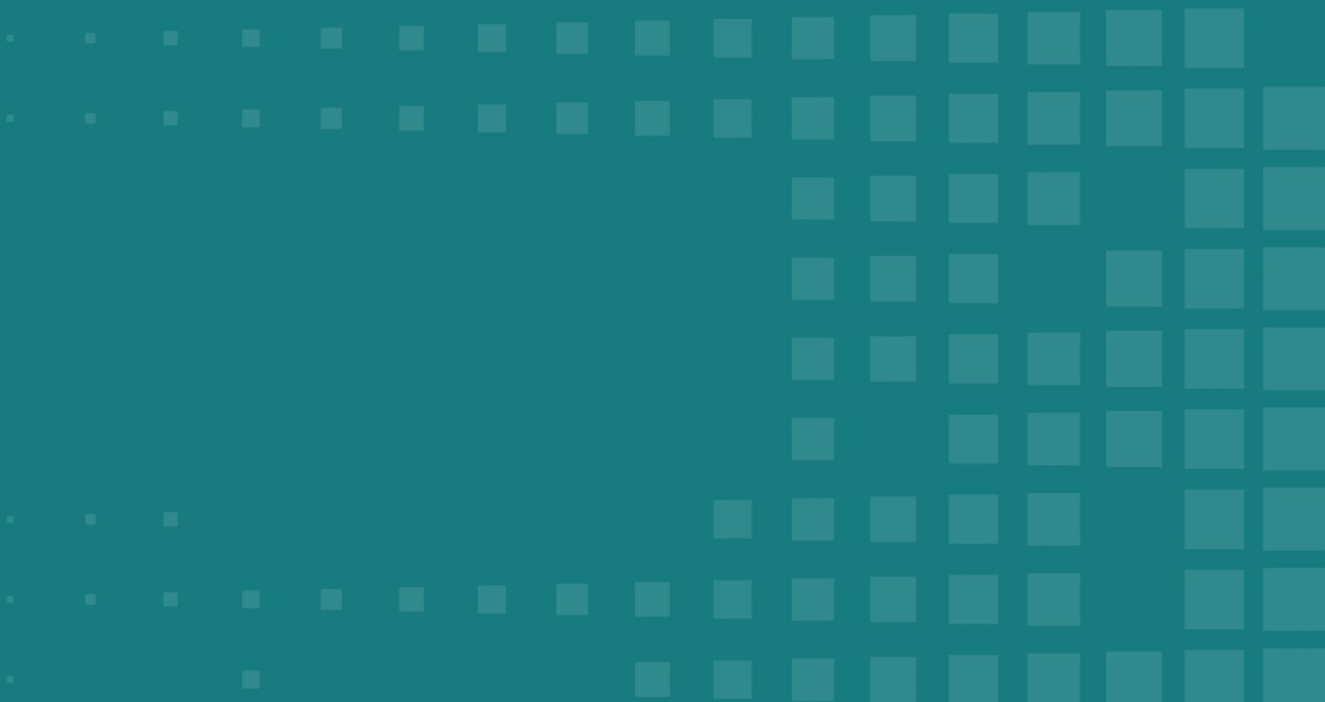 A teal background is adorned with a pattern of gradually increasing square shapes, creating a visually engaging abstract design.