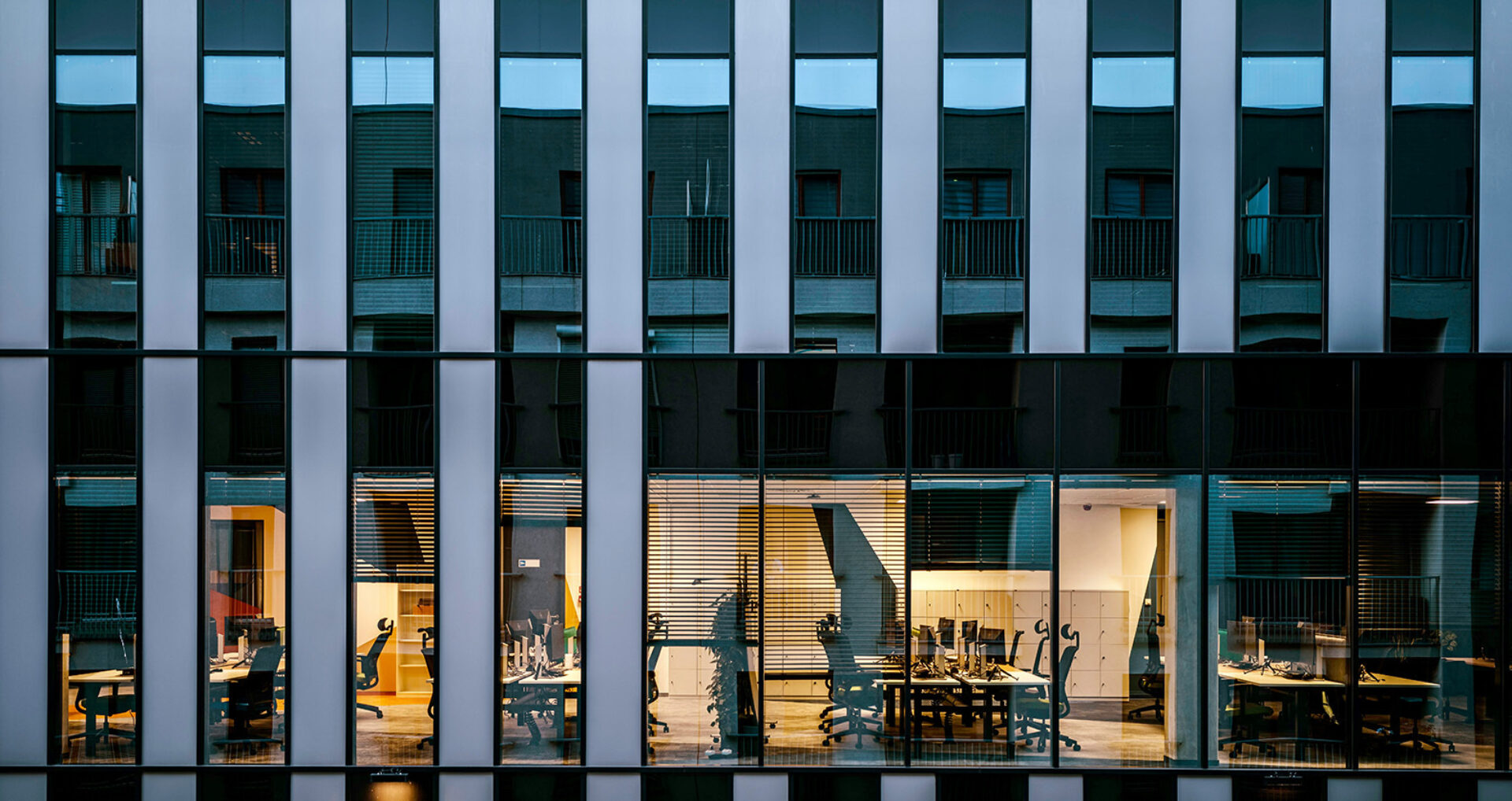 Office exterior view evening