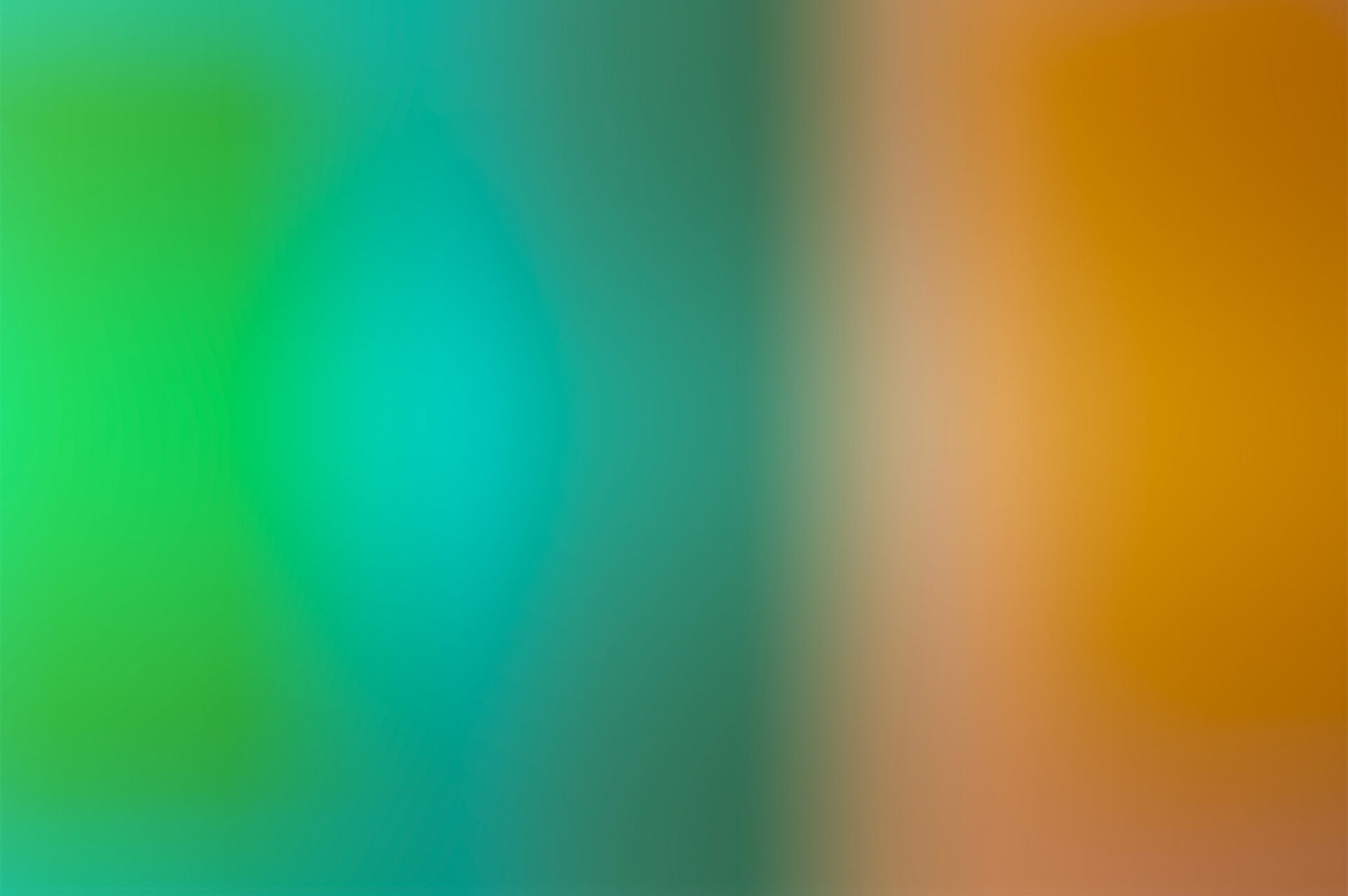 Abstract horizontal gradient with a soft aqua oval center-left, blending vivid green at left through teal into warm amber at right.