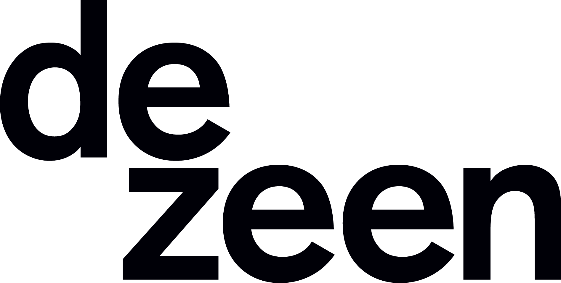 A bold black logo featuring the words "de zeen," with the "d" and "z" stylized to create a modern look. The design emphasizes simplicity.