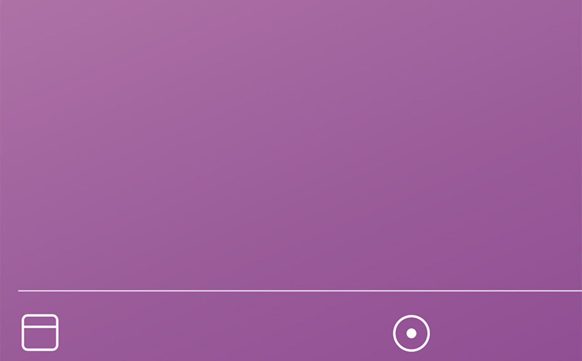 Purple gradient with a thin white rule near bottom and two white icons: rounded square with bar at left, hollow circle at center-right.